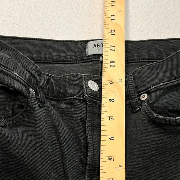 Agolde Toni Slim Straight Jeans Womens 26 Black High Rise Raw Hem Organic Cotton - Picture 8 of 11